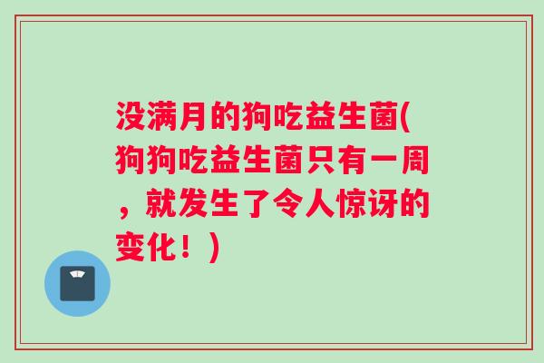 没满月的狗吃益生菌(狗狗吃益生菌只有一周，就发生了令人惊讶的变化！)