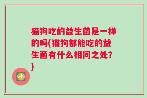 猫狗吃的益生菌是一样的吗(猫狗都能吃的益生菌有什么相同之处？)