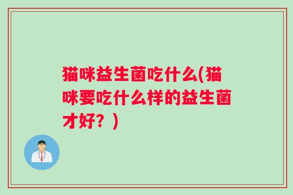 猫咪益生菌吃什么(猫咪要吃什么样的益生菌才好?) 猫咪益生菌吃什么(猫咪要吃什么样的益生菌才好?)