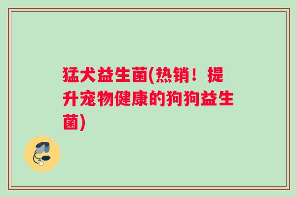 猛犬益生菌(热销！提升宠物健康的狗狗益生菌)