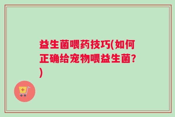 益生菌喂药技巧(如何正确给宠物喂益生菌？)