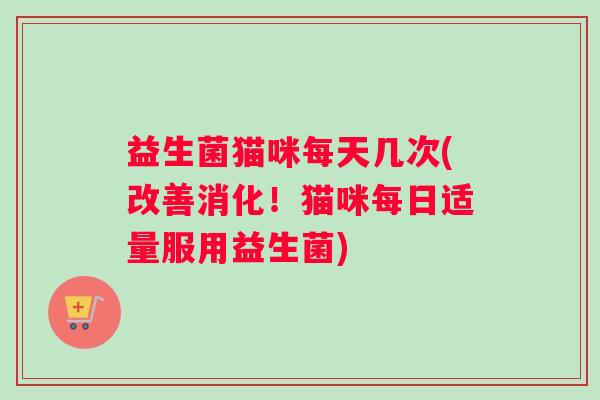 益生菌猫咪每天几次(改善消化！猫咪每日适量服用益生菌)