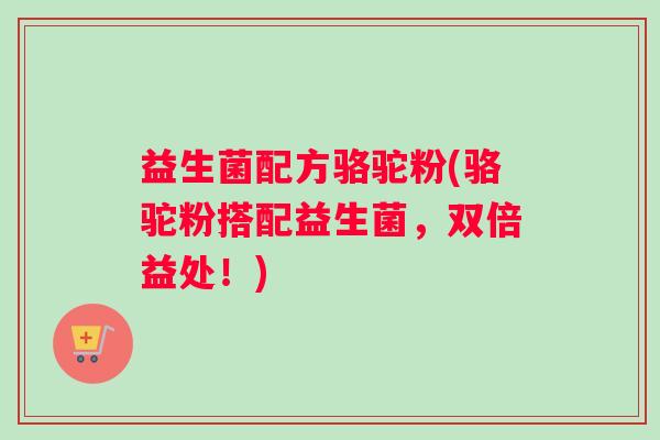 益生菌配方骆驼粉(骆驼粉搭配益生菌，双倍益处！)