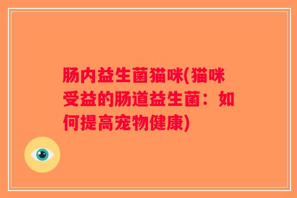 肠内益生菌猫咪(猫咪受益的肠道益生菌：如何提高宠物健康)