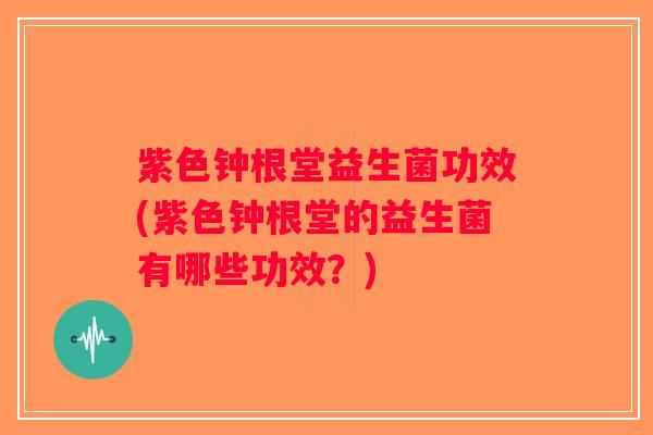 紫色钟根堂益生菌功效(紫色钟根堂的益生菌有哪些功效？)