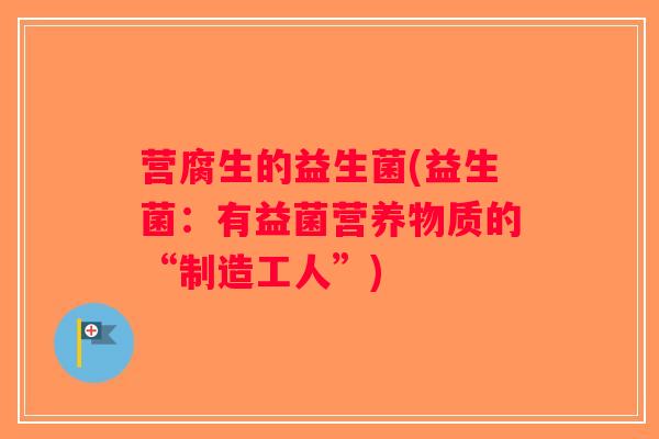 营腐生的益生菌(益生菌：有益菌营养物质的“制造工人”)