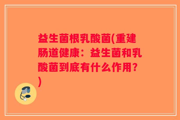 益生菌根乳酸菌(重建肠道健康：益生菌和乳酸菌到底有什么作用？)