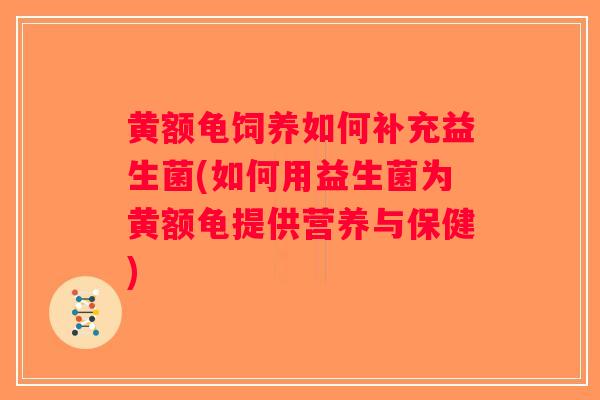 黄额龟饲养如何补充益生菌(如何用益生菌为黄额龟提供营养与保健) 黄额龟饲养如何补充益生菌(如何用益生菌为黄额龟提供营养与保健)