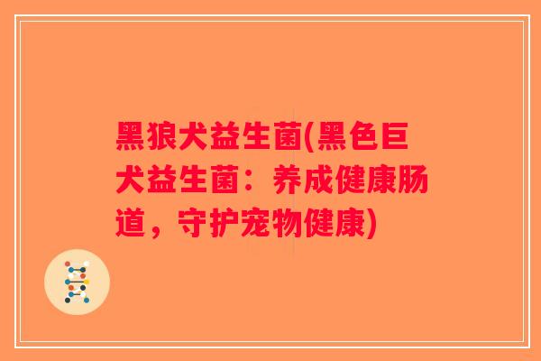 黑狼犬益生菌(黑色巨犬益生菌：养成健康肠道，守护宠物健康)