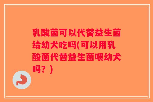 乳酸菌可以代替益生菌给幼犬吃吗(可以用乳酸菌代替益生菌喂幼犬吗？)