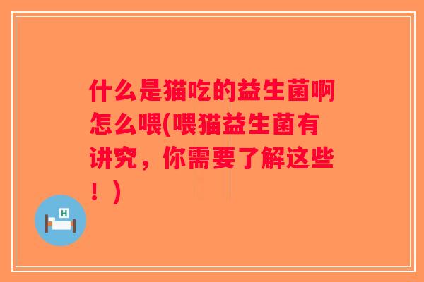 什么是猫吃的益生菌啊怎么喂(喂猫益生菌有讲究，你需要了解这些！)