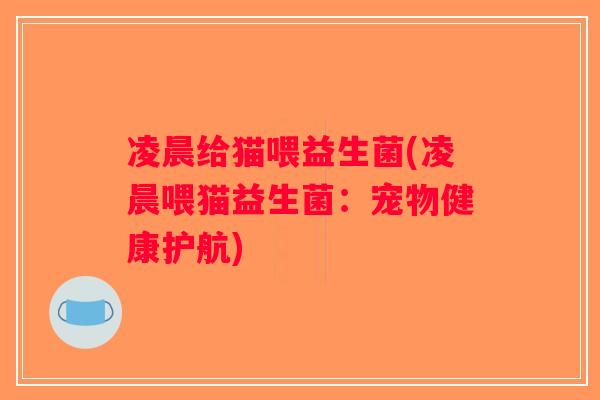 凌晨给猫喂益生菌(凌晨喂猫益生菌:宠物健康护航) 凌晨给猫喂益生菌(凌晨喂猫益生菌:宠物健康护航)