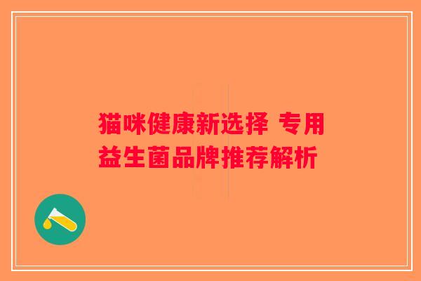 猫咪健康新选择 专用益生菌品牌推荐解析