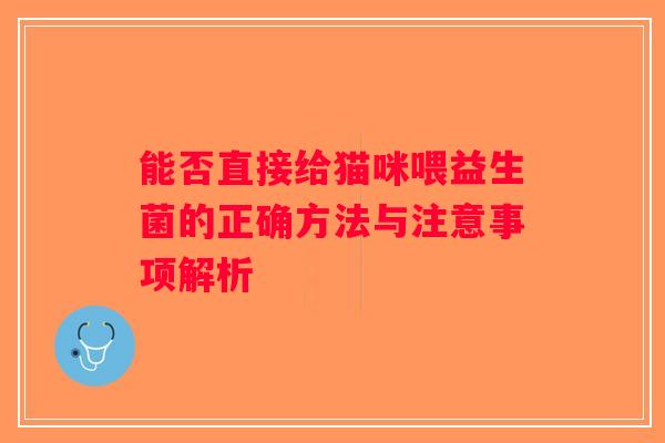 能否直接给猫咪喂益生菌的正确方法与注意事项解析