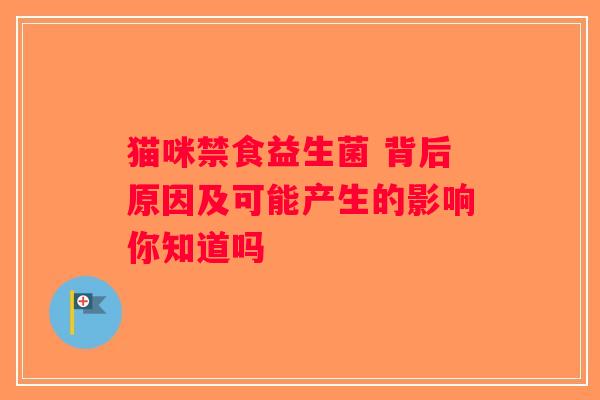 猫咪禁食益生菌 背后原因及可能产生的影响你知道吗