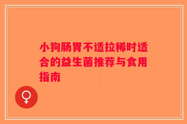 小狗肠胃不适拉稀时适合的益生菌推荐与食用指南 小狗肠胃不适拉稀时适合的益生菌推荐与食用指南
