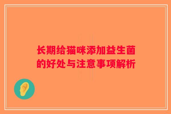长期给猫咪添加益生菌的好处与注意事项解析