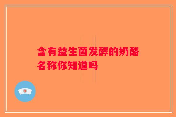 含有益生菌发酵的奶酪名称你知道吗