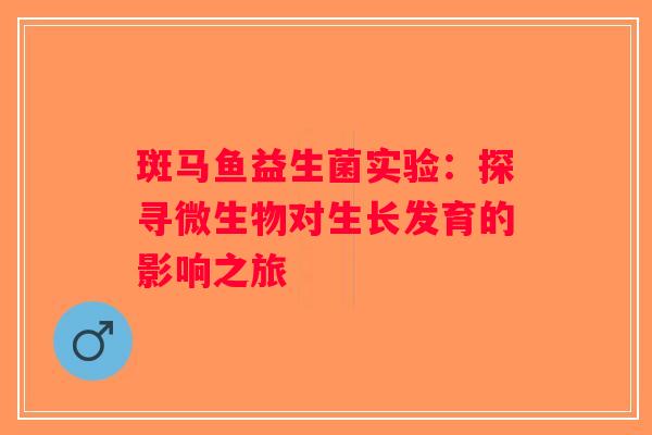 斑马鱼益生菌实验：探寻微生物对生长发育的影响之旅