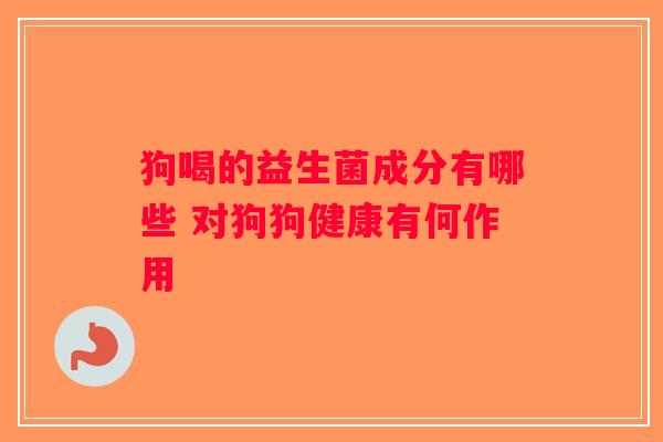 狗喝的益生菌成分有哪些 对狗狗健康有何作用