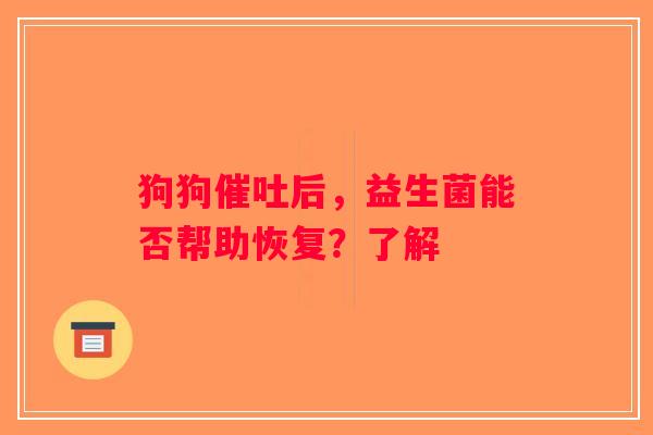 狗狗催吐后，益生菌能否帮助恢复？了解