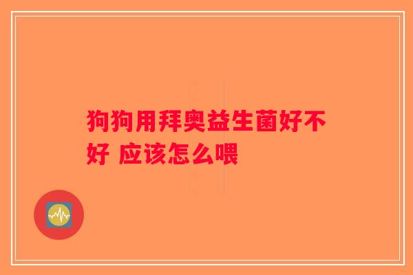狗狗用拜奥益生菌好不好 应该怎么喂