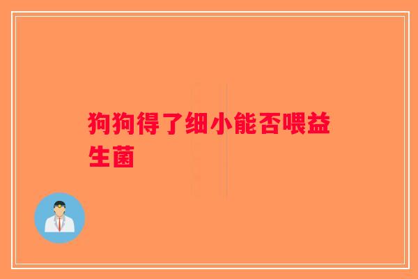 狗狗得了细小能否喂益生菌