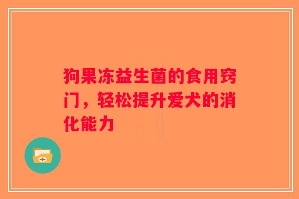 狗果冻益生菌的食用窍门，轻松提升爱犬的消化能力