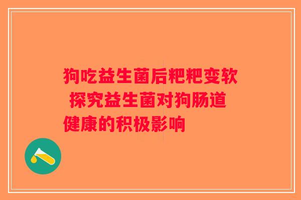 狗吃益生菌后粑粑变软 探究益生菌对狗肠道健康的积极影响
