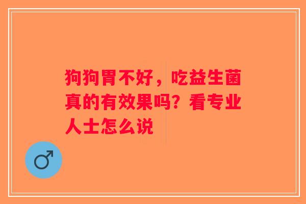 狗狗胃不好，吃益生菌真的有效果吗？看专业人士怎么说