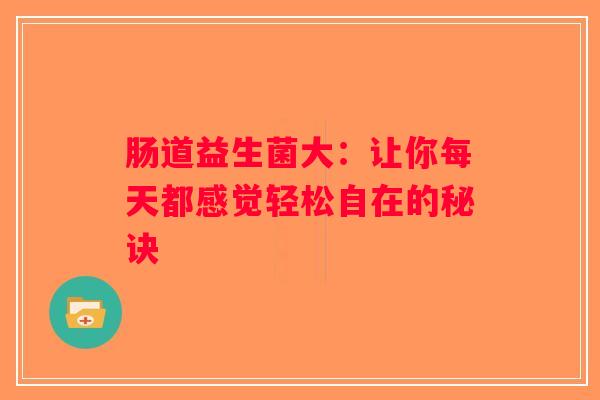 肠道益生菌大：让你每天都感觉轻松自在的秘诀